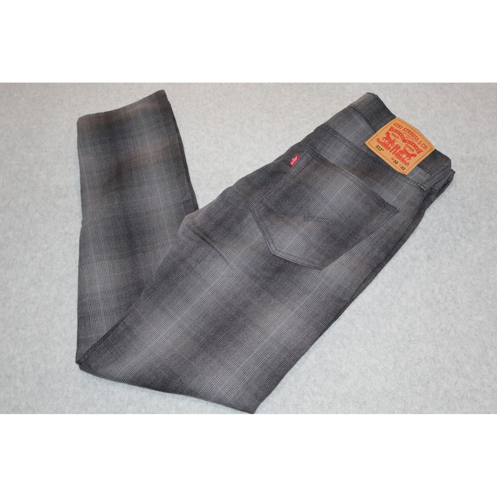 Levi Strauss & Co. 512 Slim Taper Pants Mens 30x31 Gray Plaids Cotton Blend